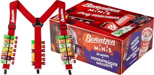 Berentzen Hosenträger Gürtel zum Umschnallen PET Flasche Minis 20ml 20er Pack für Karneval Umzüge oder als Party Gag+ Space Keks gratis a 45 g von Onlineshop Bormann