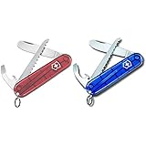 Victorinox Kinder Taschenmesser My First Victorinox H (9 Funktionen, Runde Klinge) rot transparent & Taschenmesser My First Victorinox (9 Funktionen, Abgerundete Klinge) blau Transparent