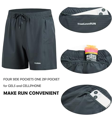 Men's Running Shorts 5 inch Ultra Lightweight with 5 Pockets Quick Dry Marathon Athletic Run Shorts Linerless2