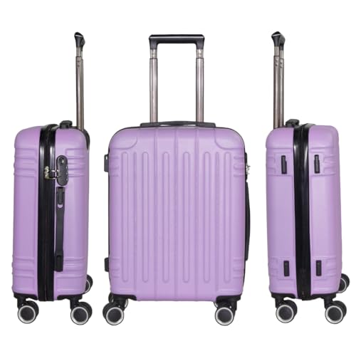 Genérico WSPack Maleta de Cabina 55x40x20 cm | Maleta de Mano ABS Rígida | con 4 Ruedas Dobles Giratorias 360° (Purple)