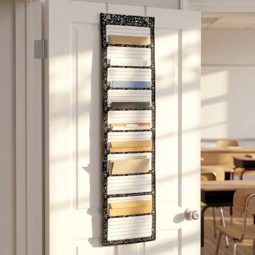 MotiMind 10 Pockets Wall Hanging File Folders File Storage Pocket Chart for Classroom Hanging Wall Organizer with 2 Over the Door Hangers, 58" x 14" for School Classroom Office Home(Black Spots) - Image 5