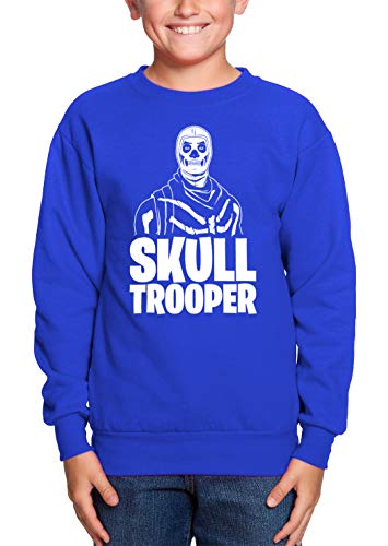 Haase Unlimited Skull Trooper - Video Game Just Build Youth Fleece Crewneck Sweater (Royal Blue, Large)