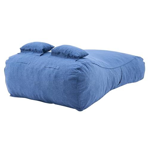 Christopher Knight Home Lemoore Giant Bean Bag Chair for Adults and Kids, Two-seat Bean Bag Sofa with Headrest Pillow, Outdoor Comfy Reading Chair, Patio Lounge Sofa for Poolside Garden, Navy Blue by Christopher Knight Home - Image 4