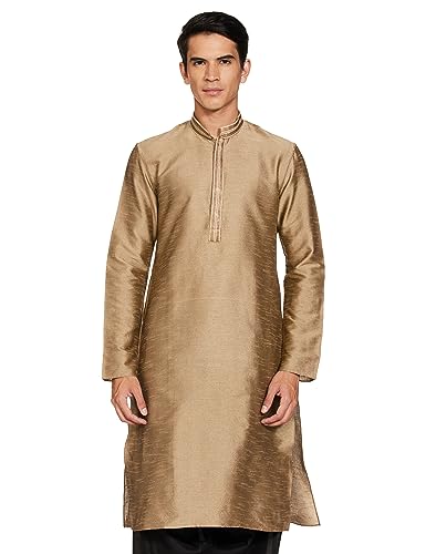 Image of Manthan Men's Mandarin Collar Full Sleeves Ethnic Knee Length Kurta