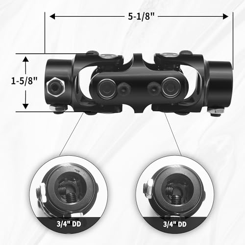 3/4"DD x 3/4"DD BLACK DOUBLE U Joint Steering Universal Joint DOUBLE U Joint Shaft,Total Length: 5-1/8" by Ovabeyna - Image 2