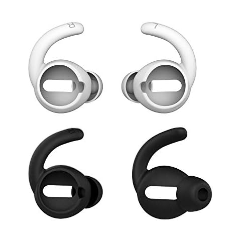 Anti-Slip Earhooks Soft Silicone Skin Compatible with Apple Headphone 2 & 1 Lightweight Sound Quality Enhancement for Headphones Outdoor Activities in-Ear EarHook 2 Pairs White & Black Cover