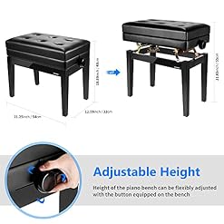 Neewer NW-007 Banc de piano réglable en cuir PU avec coussin imperméable, grand compartiment de rangement intérieur et… - Les Beatles, Paul McCartney, John Lennon, RIngo Starr, George Harrison Neewer NW-007 Banc de piano réglable en cuir PU avec coussin imperméable, grand compartiment de rangement intérieur et… – Image 2