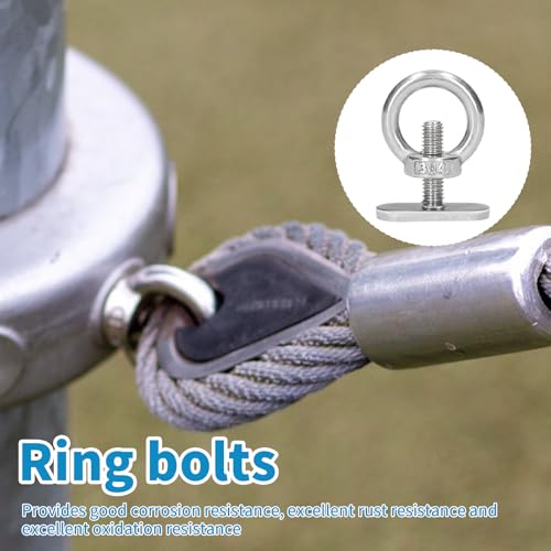6 Stück Ringmutter M8, Hammerkopfschrauben Ringschraube 304 Edelstahl Ösenschrauben Schraubösen Augenschraube Zurrösen für Anhänger Pflanzenhalter Befestigens Hängens