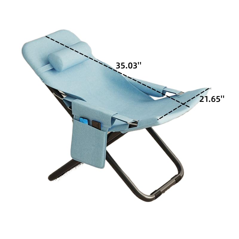 Chaise de lune pliante bleu ciel, fauteuil compact gain de place - 2