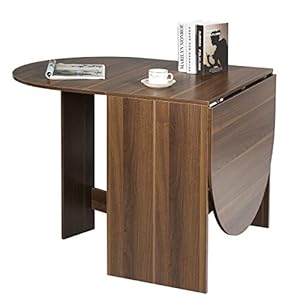 COSTWAY Multifunctionele opvouwbare tafel, uitklapbare zijkant verlengbare eettafel, ronde verlengbare eettafel met…