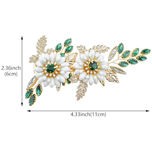 Pinza para cabello boda cristal dorado con flor miniatura 2