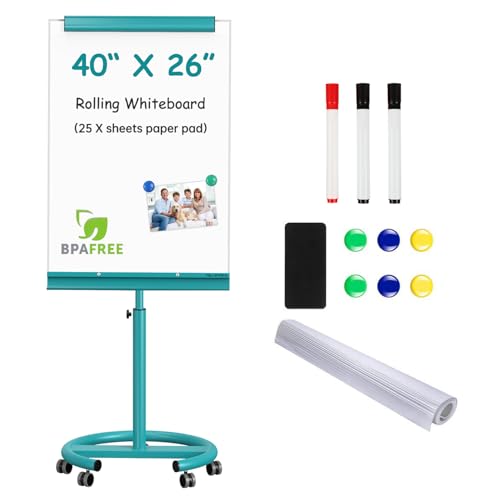 Image of TSJ OFFICE Rolling Whiteboard Standing - 40 x 26 Inches Mobile White Board