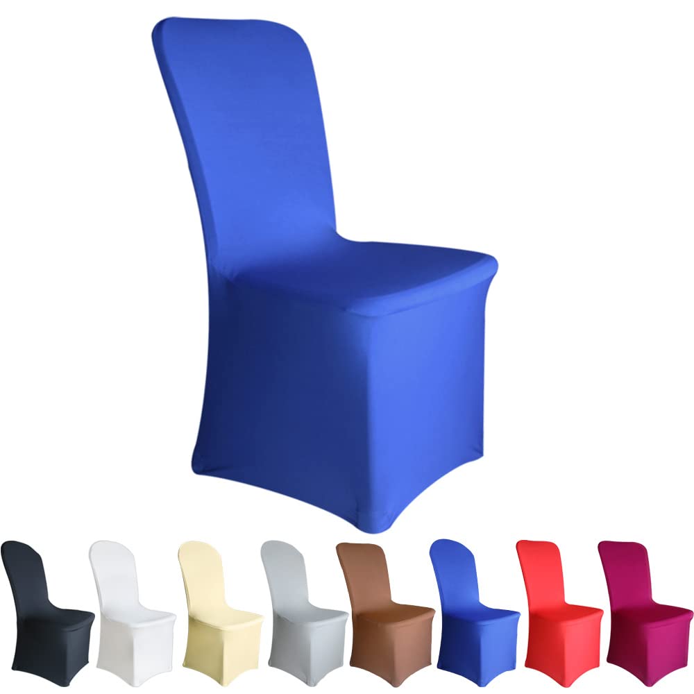 Time to Sparkle 12 Pack Chair Covers Spandex Lycra Stretch Slipcovers Dining Chair Cover Wedding Banquet Party Flat Front (Royal Blue)