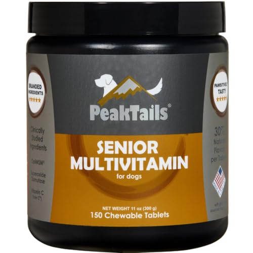 Image of Senior Multivitamin for Dogs - 150 Tablets with MSM, Superoxide Dismutase, Vitamin C & 19 Essential Nutrients - Supports Joint Health & Overall Wellness