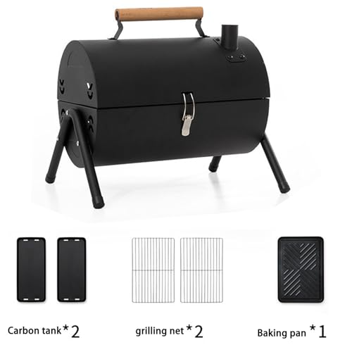 Grill à charbon de bois portable double face en acier inoxydable avec 2 filets de cuisson - 8