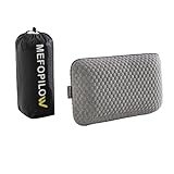 MEFOPILO Cuscino da viaggio in memory foam per dormire, da campeggio, per aeroplano, viaggio auto, borsa portatile (grigio – senza rivestimento di ricambio, 40 x 25 x 10 cm)