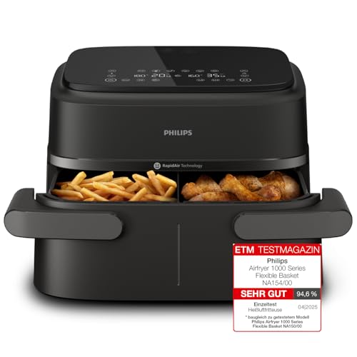 Philips Airfryer 1000 Series Flexible Basket - 7,1 L Fassungsvermögen, RapidAir-Technologie, 10 Kochfunktionen, 90% weni...