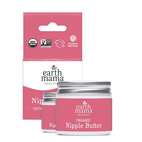 Image of Organic Nipple Butter Breastfeeding Cream by Earth Mama | Lanolin-free, Postpartum Essentials Safe for Nursing, Non-GMO Project Verified, 2-Fluid Ounce (2-Pack)