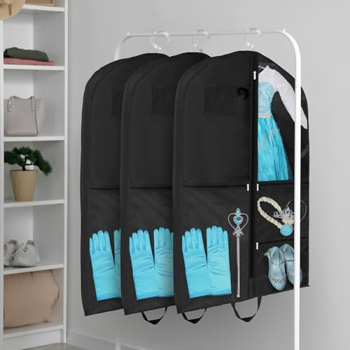 OSDUE Kinder-Kleidungstasche, Faltbare Kinder Kleidersack mit 5 Taschen Kurz Kleidungs Hängeabdeckung für einfache Organisation für Tänzer Aufführungen Schönheitswettbewerbe,Reisen