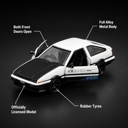 Image of Wizplex CCA Toyota AE86 H2 Hydrogen 1:64 Officially Licensed Premium Die Cast Metal Car in Acrylic Display Case - Openable Doors, Collectible JDM Classic Coupe Showpiece for Collectors & Kids 3+
