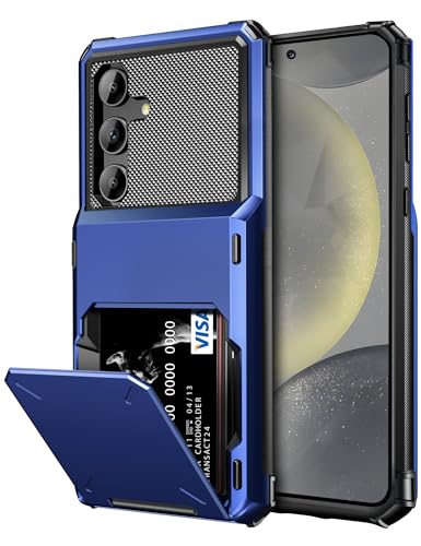 Vofolen for Samsung Galaxy S24 Wallet Case with Card Holder, 4-Card Dual Layer Heavy Duty Shockproof Wallet Case, Hidden Flip Card Slot Large Storage Protective Case for Galaxy S24, 6.2'' Navy