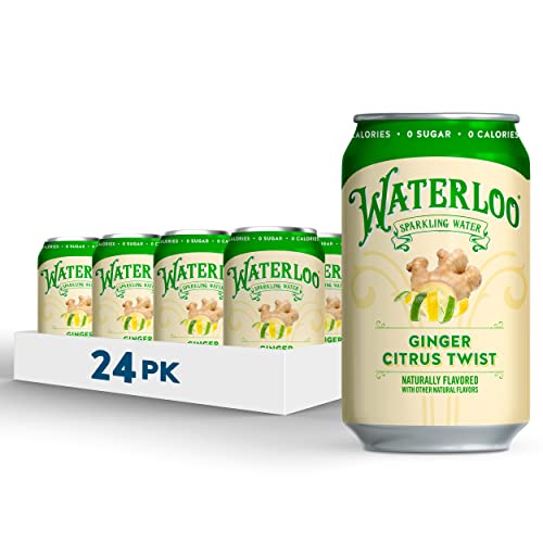 Image of Waterloo Sparkling Water, Ginger Citrus Twist Naturally Flavored, 12 Fl Oz (Pack of 24) | Zero Calories, Sugar or Artificial Sweeteners, Sodium