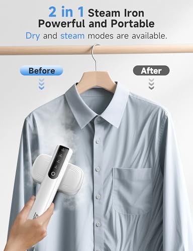 Image of Sundu 2 in 1 Handheld Garment Steamer and Iron for Clothes | 15s Fast Heat-Up 1200W Portable Handheld Steamer Iron 100ml Tank Ceramic Heat Panel Fabric Wrinkle Remover for Home