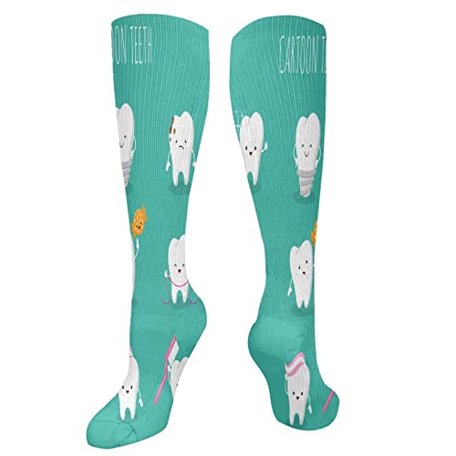 Dientes lindos pasta de dientes cepillo de dientes hasta la rodilla alto muslo calcetines de compresión calcetines 50 cm hombres mujeres atlético medias largas Cover