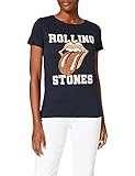 Tejido en algodón orgánico. Springfield Camiseta Rolling Stones, Azul Claro, XS para Mujer