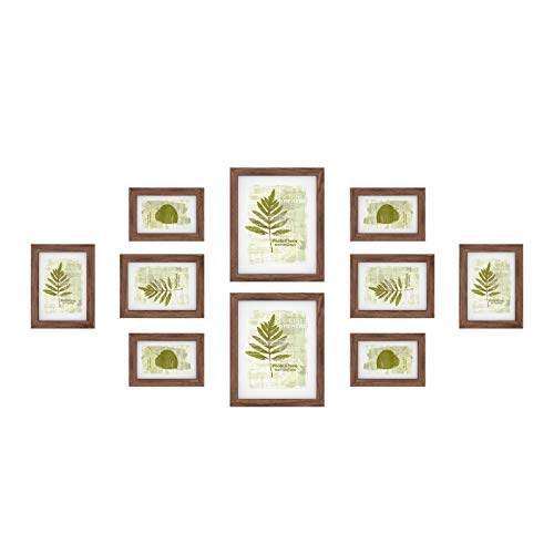 SONGMICS Marcos de Fotos, Juego de 10, Dos de 20 x 25 cm, Cuatro de 13 x 18 cm, Cuatro de 10 x 15 cm, MDF, Protección de Vidrio, Marrón RPF310K01
