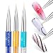 Makartt 3Pcs Nail Art Liner Brush UV Gel Painting Nail Brush Pen Set Metal Diamond Acrylic Handle