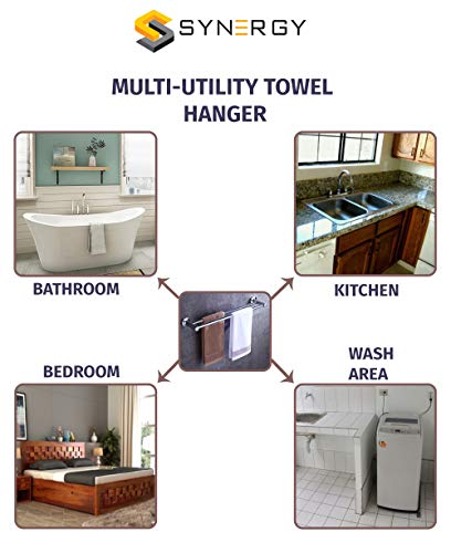 Image of SYNERGY - Premium - Stainless Steel 24 Inch Straight Towel Rod /Towel Rods for Bathroom /Towel Bars /Hangers /Stands /Towel Holders /Bathroom Accessories (Chrome Finish)
