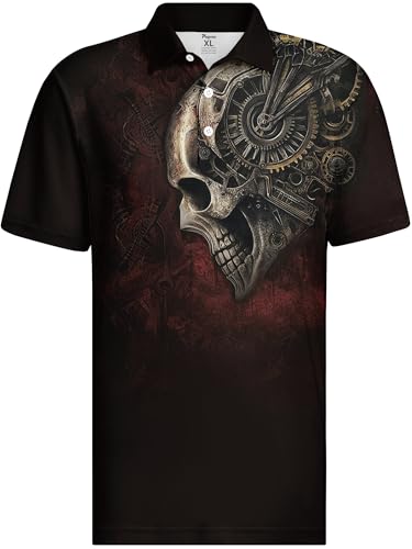 Image of PAGYMO Funny Golf Shirts for Men Crazy Printed Pattern Novelty Moisture Wicking Performance Mens Polo Shirt