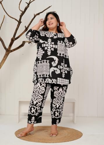 Image of Cord Set for Women Cotton |Plus Size A Line Kurta Set Stylish | Ethnic Dress Kurti Sets | Printed Dresses for Woman | Long Sleeves