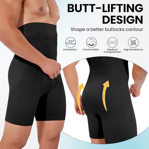 Men's Tummy Control Shorts High Waist Slimming Shapewear Body Shaper Seamless Belly Girdle Compression2