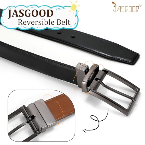JASGOOD Reversible Boys Belt for Kids Girls Leather Dress Belt for School Uniform Jeans Pants 1.37”Wide4