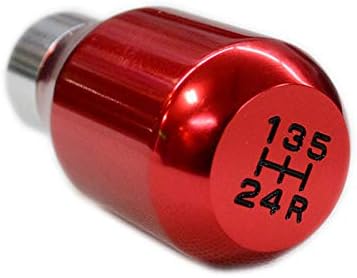 CALISTOUK 5-Speed Car Gear Knob Shifter, Aluminum Manual Gear Stick Shift Knob for Most of Cars Red