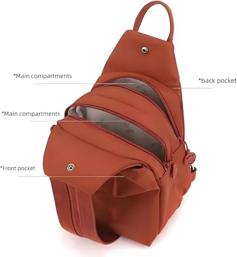 Waterproof Oxford Large Capacity Convertible Shoulder Bag, Backpack Chest Bag Double Zipper Capacity, For Women (Red)3