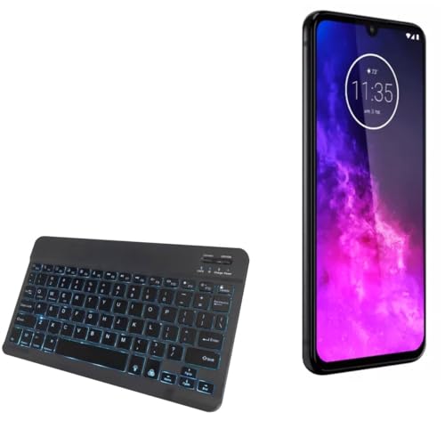 BoxWave Keyboard Compatible with Motorola One Zoom - SlimKeys Bluetooth Keyboard - with Backlight, Portable Slim LED 7 Colors - Jet Black
