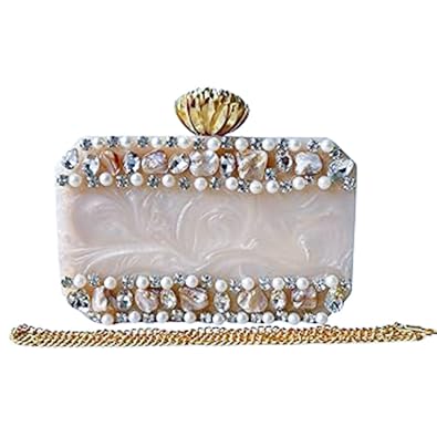 resin clutch White Resin purse handmade embellished pearls and stones, luxury handmade handbag, wedding gift for bridal, Clutches & Evening Bags-image-49