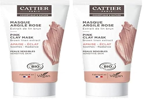 Cattier Mini Masque Argile Rose - Peaux Sensibles - 30ml, Douceur, Hydratant (Lot de 2)