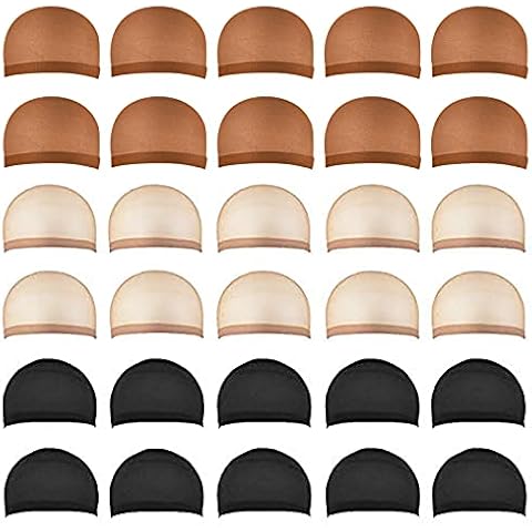 Smilco 30 Pieces Wig Caps, Wig Caps for Women Lace Front Wig Stocking Caps for Wigs Nude Wig Cap (Three colors)… Cover