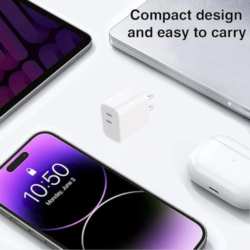 20W Dual Port USB C Fast Charger Block, Tpye C Charging Block for iPhone 17/16/15 Series, Portable Wall Charger Plug - image 3
