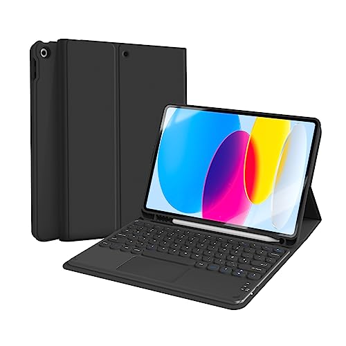WB Capa com Teclado e trackpad para iPad 10ª e 11ª Geração 10.9' Polegadas com Auto Hibernação (Preto)
