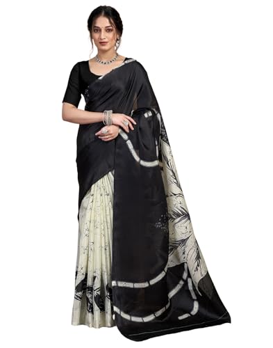 Image of SIRIL Women's Cotton Printed Saree With Unstitched Blouse Piece