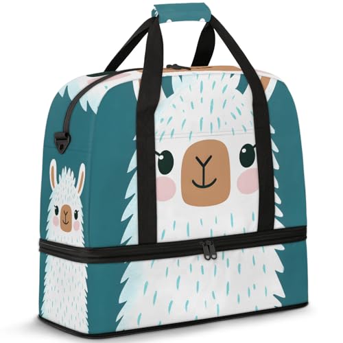 Large Weekender Overnight Bags Animal Cute Cartoon Alpaca Travel Duffel Bag for Women Men Gym Bag With Shoe Compartment Foldie Travel Tote Bag Carry On Personal Item Bag for Travel Gym Sports