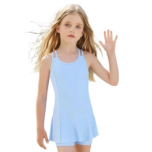 Maillot de bain deux pièces fille tankini à jupe et shorty pour la plage