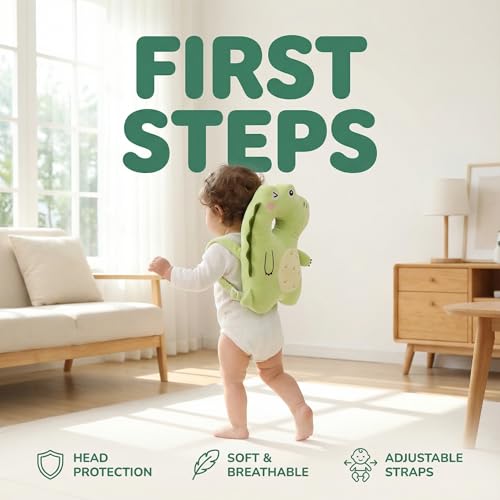 Image of Baby Head Protection Backpack - Soft Lightweight Fall Cushion for Toddlers During Crawling & Walking, Helps Ease Impact from Backward Tumbles(Dinosaur)