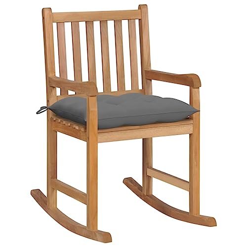 Fauteuil à bascule jardin teck massif avec son coussin lavable