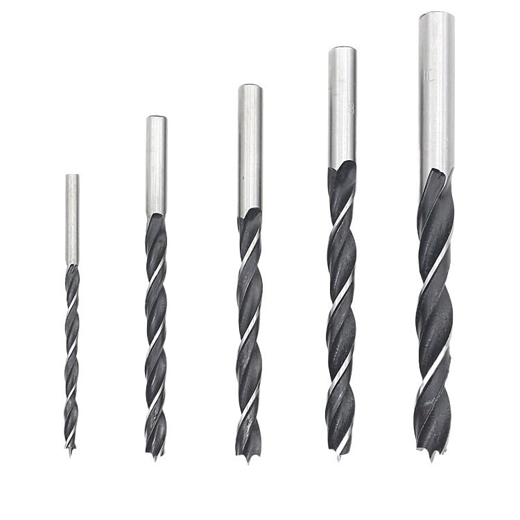 3mm 3.2mm .5mm 4mm 4. 5. 6mm High Carbon Steel Wood Woodworking Tool Straight Shank Twist Three Brad Point Drill Bit(6Pcs 3mm)
